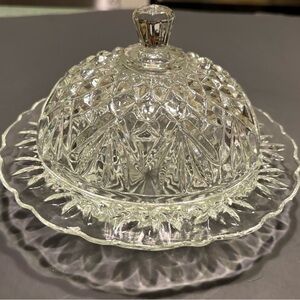 Anchor Hocking Round Butter Cheese Ball Dish 7" Tableware Granny Core Timeless